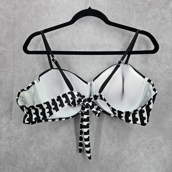 Black White Pattern Bikini Top Padded Underwire Swimwear 4XL - Picture 2 of 4
